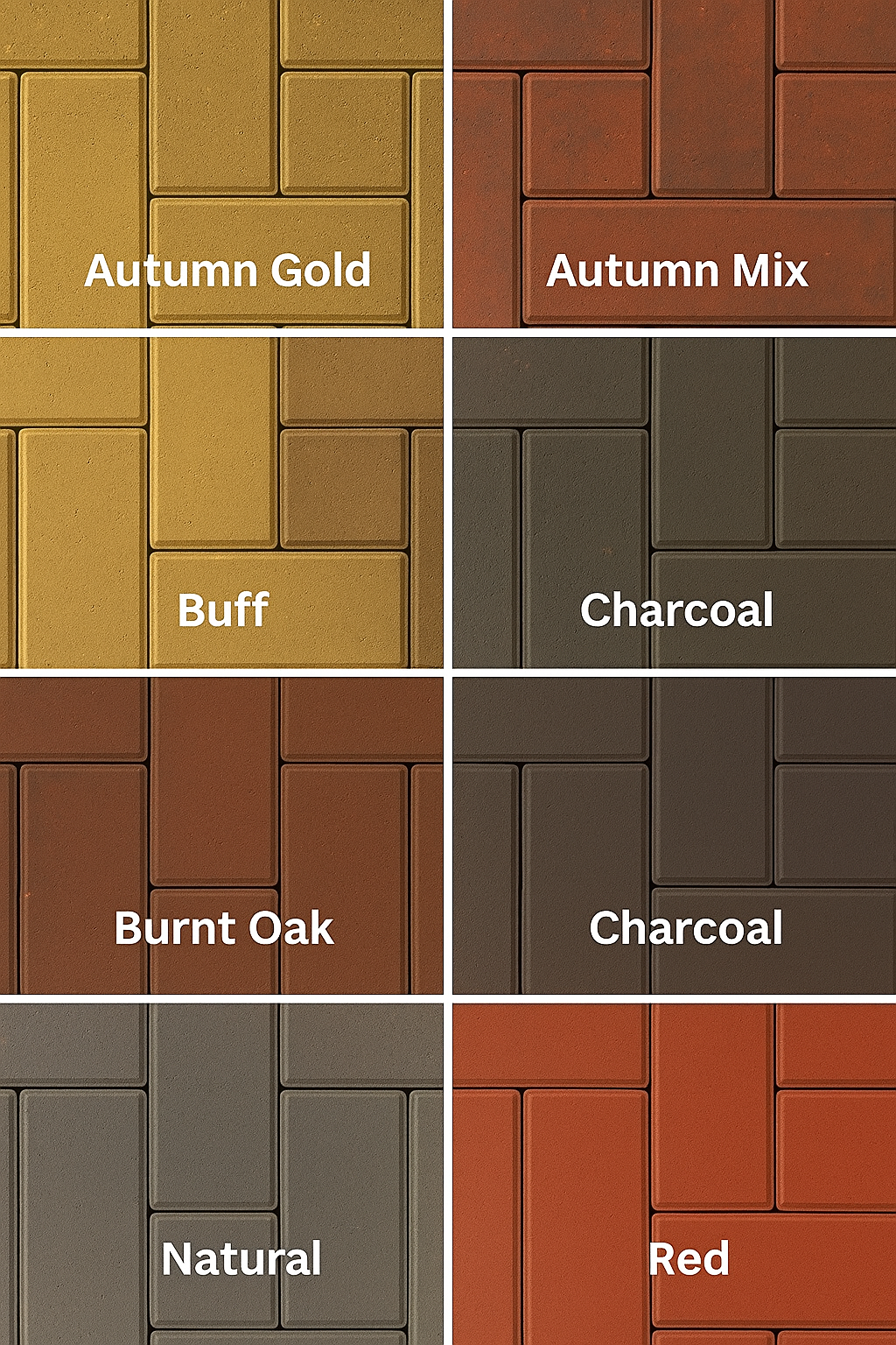Block paving colours and patterns chart